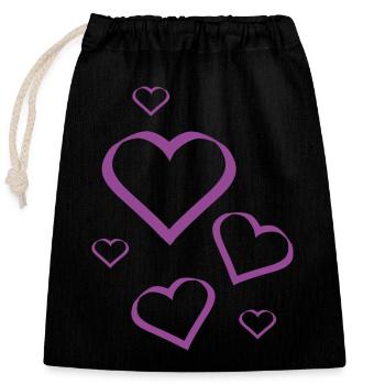 Coeur Violet Violet Coeur Motif Violet - Sac cadeau en coton avec cordon (25 x 30 cm) - noir - Devant