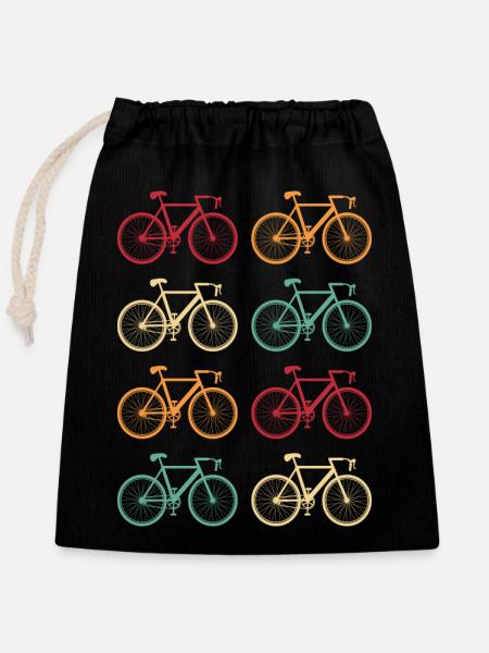 Fahrrad Bunte Fahrräder Retro - Verschließbarer Geschenkbeutel aus Baumwolle (25x30cm) - Schwarz