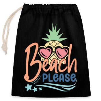 Beach Please - Closable cotton gift bag (25x30cm) - black - Front