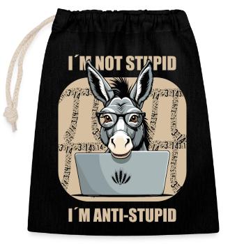 Smart Nerd Ass - Closable cotton gift bag (25x30cm) - black - Front