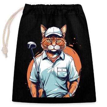 Golf Cat Handball Player Streetwear Design - Sac cadeau en coton avec cordon (25 x 30 cm) - noir - Devant
