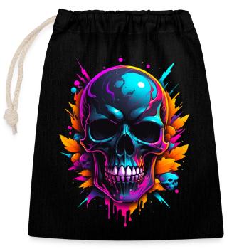 Skull - Verschließbarer Geschenkbeutel aus Baumwolle (25x30cm) - Schwarz - Vorne