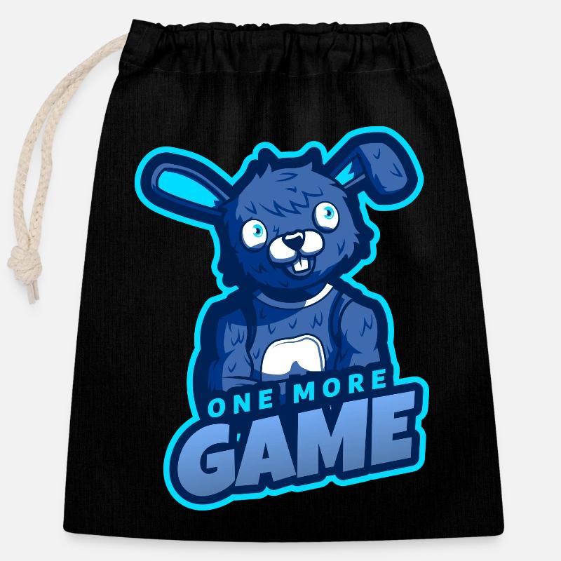 One More Game 002 - Closable cotton gift bag (25x30cm) - black