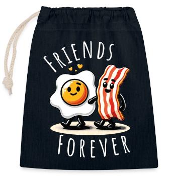 friends forever ham egg comic love - Verschließbarer Geschenkbeutel aus Baumwolle (25x30cm) - Navy - Vorne