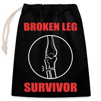 Broken leg - Closable cotton gift bag (25x30cm) - black - Front