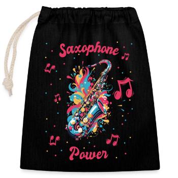 Saxophone Power Music Sheet Music - Closable cotton gift bag (25x30cm) - black - Front