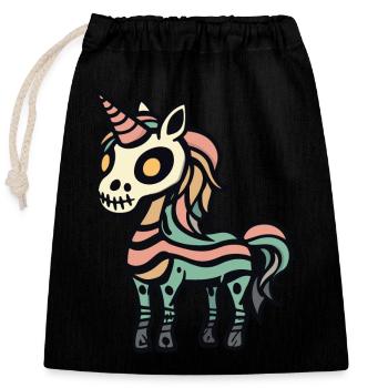 Licorne Halloween Bande dessinée drôle - Sac cadeau en coton avec cordon (25 x 30 cm) - noir - Devant