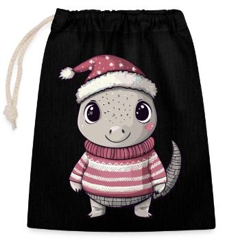 Armadillo Christmas - Closable cotton gift bag (25x30cm) - black - Front