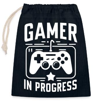 Gamer in Progress - Closable cotton gift bag (25x30cm) - navy - Front