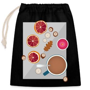 Hygge Decoration Tranquility Coziness Gift - Closable cotton gift bag (25x30cm) - black - Front