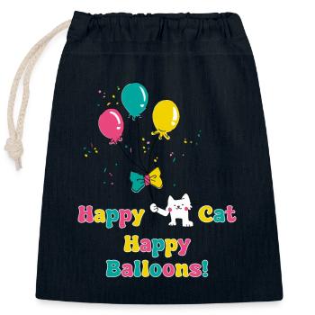 Happy Cat Happy Baloons - Closable cotton gift bag (25x30cm) - navy - Front