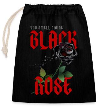 Divine Black Rose - Closable cotton gift bag (25x30cm) - black - Front