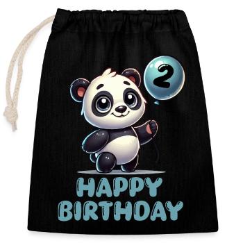 Panda BD Ballon Anniversaire 2 - Sac cadeau en coton avec cordon (25 x 30 cm) - noir - Devant