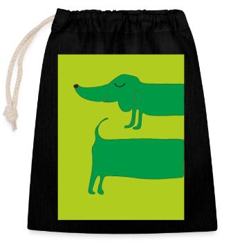 Teckel Chien Vert - Sac cadeau en coton avec cordon (25 x 30 cm) - noir - Devant