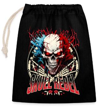 crâne crâne squelette moto motard gang - Sac cadeau en coton avec cordon (25 x 30 cm) - noir - Devant