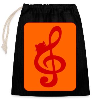 KATZEN MUSIK - Verschließbarer Geschenkbeutel aus Baumwolle (25x30cm) - Schwarz - Vorne