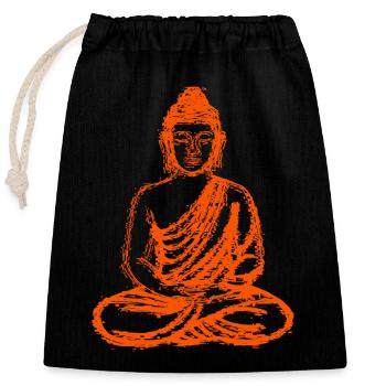 Buddha – Neon Glitch Spiritual Art - Closable cotton gift bag (25x30cm) - black - Front