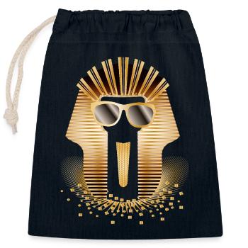 Pharaon cool avec des lunettes de soleil – Motif amusant - Sac cadeau en coton avec cordon (25 x 30 cm) - bleu marine - Devant