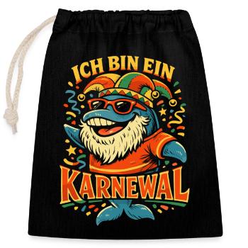 Kölner Karneval Fasching Karnewal Geschenk  - Verschließbarer Geschenkbeutel aus Baumwolle (25x30cm) - Schwarz - Vorne