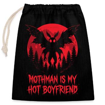 Mothman Is My Hot Boyfriend Cryptid - Closable cotton gift bag (25x30cm) - black - Front