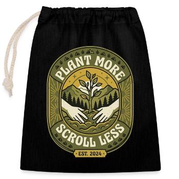 Plantez plus de plantes - Sac cadeau en coton avec cordon (25 x 30 cm) - noir - Devant
