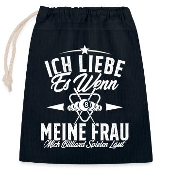 Ich Liebe Es Wenn Meine Frau Mich Billard Spielen - Verschließbarer Geschenkbeutel aus Baumwolle (25x30cm) - Navy - Vorne