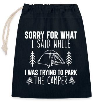 Cool Camping Saying Gift Idea - Closable cotton gift bag (25x30cm) - navy - Front