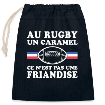 In rugby, a caramel is not a treat - Closable cotton gift bag (25x30cm) - navy - Front