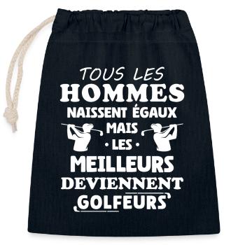 Hommes Meilleurs Deviennent Golfeurs Humour - Sac cadeau en coton avec cordon (25 x 30 cm) - bleu marine - Devant