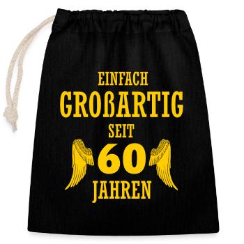 Idéal pour 60 ans cadeau 60e anniversaire - Sac cadeau en coton avec cordon (25 x 30 cm) - noir - Devant