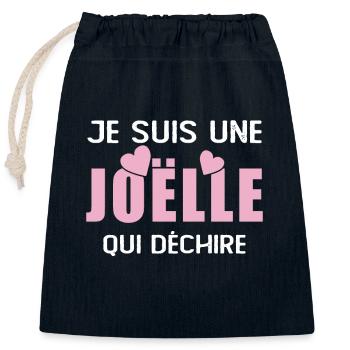 Cadeau Femme Prénom Joëlle Qui Déchire - Sac cadeau en coton avec cordon (25 x 30 cm) - bleu marine - Devant