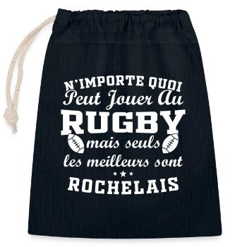 Rugby La Rochelle supporter rochelais club rugby - Sac cadeau en coton avec cordon (25 x 30 cm) - bleu marine - Devant