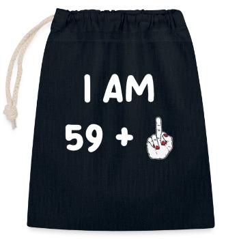 60th Birthday for Funny Woman - Closable cotton gift bag (25x30cm) - navy - Front
