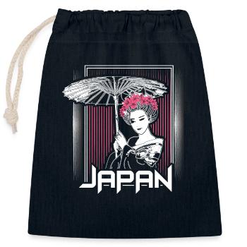 Japan Sakura Japanese - Closable cotton gift bag (25x30cm) - navy - Front