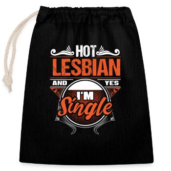 Lesbisch Single Pride Queer Geschenk - Verschließbarer Geschenkbeutel aus Baumwolle (25x30cm) - Schwarz - Vorne