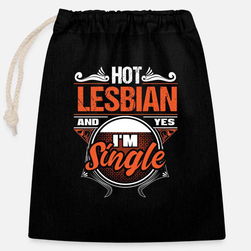 Cadeau queer Lesbian Single Pride - Sac cadeau en coton avec cordon (25 x 30 cm) - noir