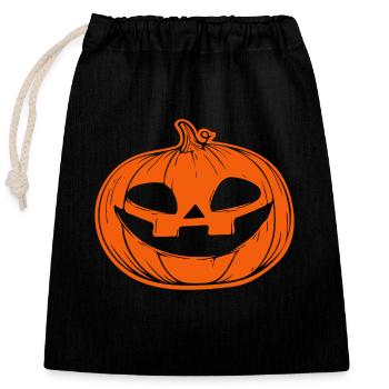 Kürbis Gesicht - grinsendes Halloweenkostüm - Verschließbarer Geschenkbeutel aus Baumwolle (25x30cm) - Schwarz - Vorne