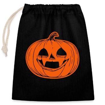 Pumpkin Face - Creepy Pumpkin Grimace - Closable cotton gift bag (25x30cm) - black - Front