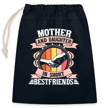 Mother and daughter Best Friends Love - Closable cotton gift bag (25x30cm) - navy - Front
