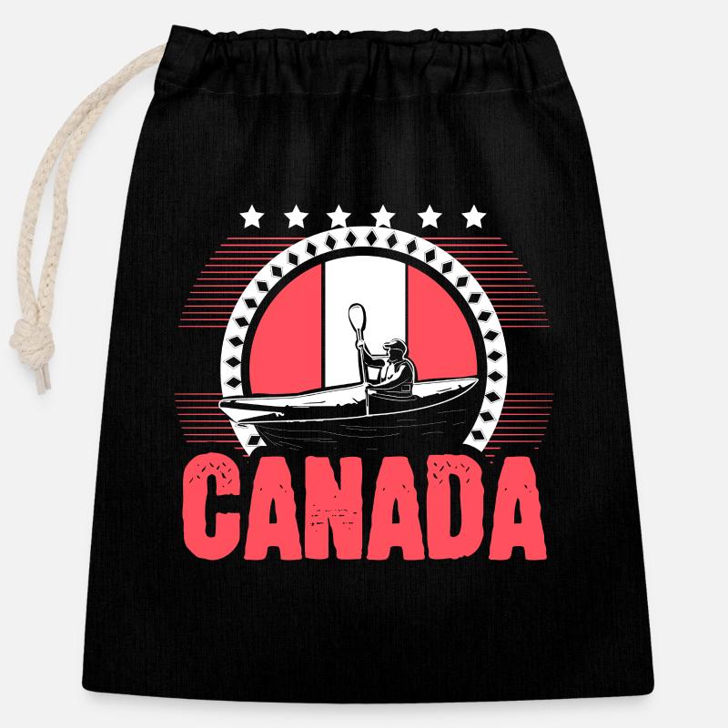 Canada Maple Leaf Land - Gavepose i bomuld, der kan lukkes (25x30 cm) - sort