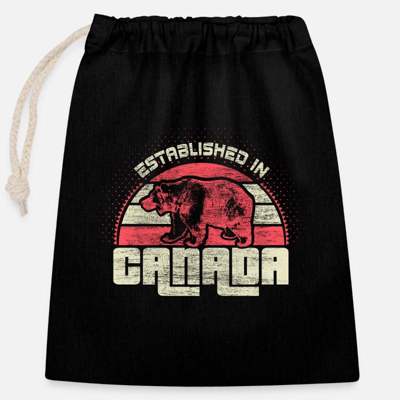 Origine acéricole Canada - Sac cadeau en coton avec cordon (25 x 30 cm) - noir