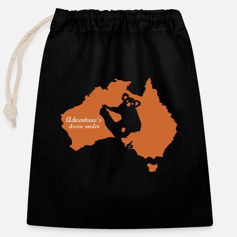 Adventures down under - Closable cotton gift bag (25x30cm) - black