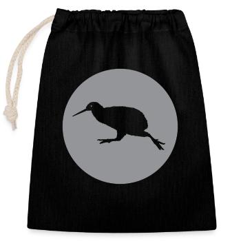 KIWI - Oiseau - Nouvelle-Zélande - Sac cadeau en coton avec cordon (25 x 30 cm) - noir - Devant