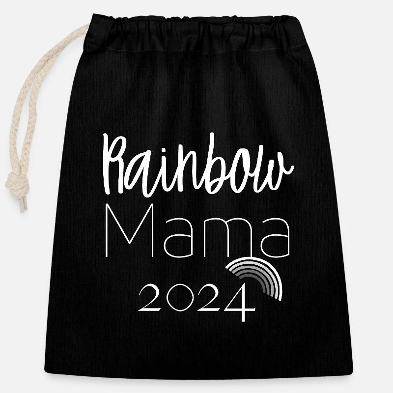 Regenbogen Mama - Regenbogenbaby - Verschließbarer Geschenkbeutel aus Baumwolle (25x30cm) - Schwarz