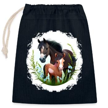 Pferdeshirt Pferd Reiten Turnier Pferde Mädchen - Verschließbarer Geschenkbeutel aus Baumwolle (25x30cm) - Navy - Vorne
