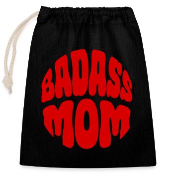 Badass Mom - Verschließbarer Geschenkbeutel aus Baumwolle (25x30cm) - Schwarz - Vorne