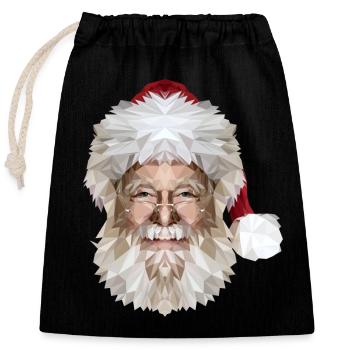Père Noël - Sac cadeau en coton avec cordon (25 x 30 cm) - noir - Devant