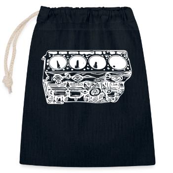 Motorblock Zylinder Hubraum Fan - Verschließbarer Geschenkbeutel aus Baumwolle (25x30cm) - Navy - Vorne