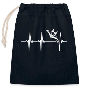 Heartbeat for flying rays - Elegant manta rays - Closable cotton gift bag (25x30cm) - navy - Front