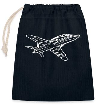 Jet Flyer Avion - Sac cadeau en coton avec cordon (25 x 30 cm) - bleu marine - Devant